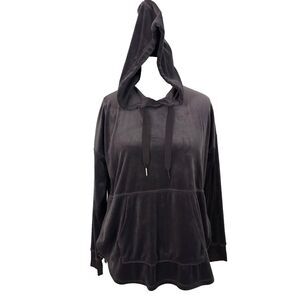 Alfani Intimates Women Size Medium Velour Hoodie Pajama Lounge Top Gray Taupe
